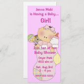 Pink Girl Baby Dusche Party Einladungen (Vorne/Hinten)