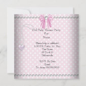 Pink Girl Baby Shower Pearl Polka Dots Einladung (Rückseite)