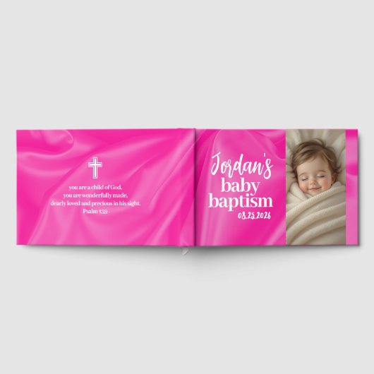 Pink Girl Baby Taufe Christening Gästebuch (Voll)