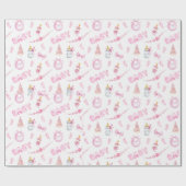 Pink Girl Babydusche Geschenkpapier (Flach)