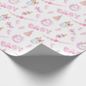 Pink Girl Babydusche Geschenkpapier (Ecke)
