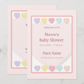 Pink Girl Babydusche Pastel Hört Einladung