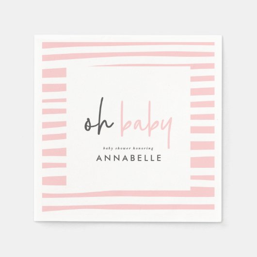 Pink Girl-Babydusche Typografie Modernes Party Serviette (Vorderseite)