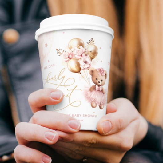 Pink Girl Babydusche wir schon frühzeitig abwarten Pappbecher