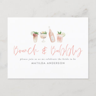 Pink Girl Bachelorette Wochenende Brunch & Bubbly Einladungspostkarte