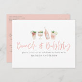 Pink Girl Bachelorette Wochenende Brunch & Bubbly Einladungspostkarte (Vorne/Hinten)
