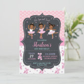 Pink Girl Ballerina Birthday Tutu Ballett Tanz Einladung (Stehend Vorderseite)