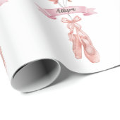 Pink Girl Ballerina Muster Geburtstagsparty Geschenkpapier (Rolleneckpunkt)