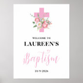 Pink Girl Baptisse Willkommenspopster Poster (Vorne)