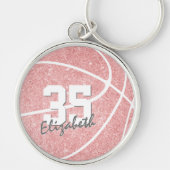 Pink Girl Basketball mit dem Namen Jersey Nummer Schlüsselanhänger (Vorne)