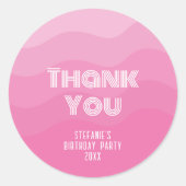 Pink Girl Birthday Party Danke Runder Aufkleber (Vorderseite)
