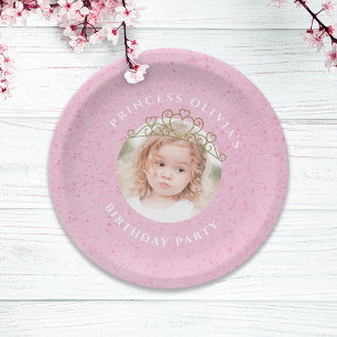 Pink Girl Birthday Party Princess Foto Pappteller