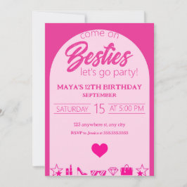 Pink Girl Birthday, Pink Besties Party Geburtstag Einladung