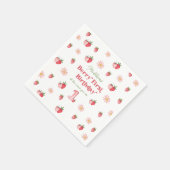 Pink Girl Birthday Strawberries and Daisies Simple Serviette (Ecke)
