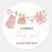 Pink Girl Bohemisch Clothes Kinderdusche Runder Aufkleber (Vorderseite)