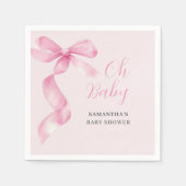 Pink Girl Bow Oh Baby Dusche Serviette (Vorderseite)