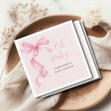 Pink Girl Bow Oh Baby Dusche