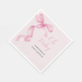 Pink Girl Bow Oh Baby Shower  Serviette (Ecke)