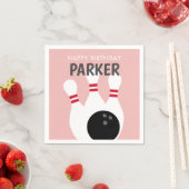 Pink Girl Bowling Birthday Party Serviette (Beispiel)