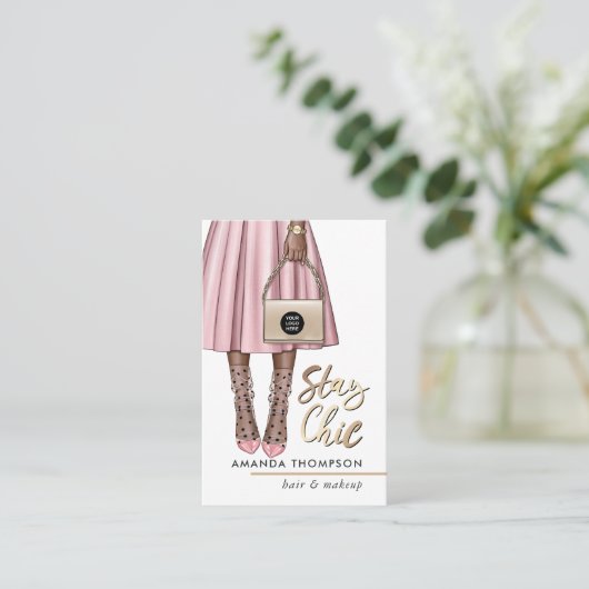 Pink Girl Business Card Visitenkarte (Stehend Vorderseite)