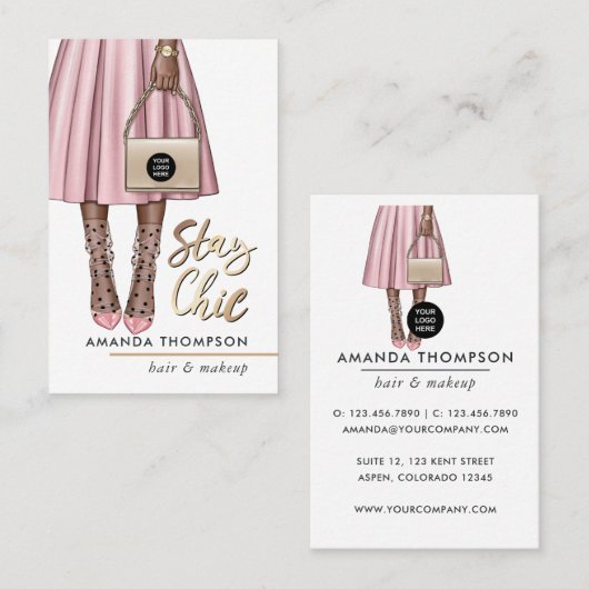 Pink Girl Business Card Visitenkarte (Vorne/Hinten)