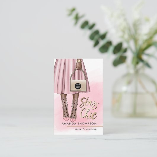 Pink Girl Business Card Visitenkarte (Stehend Vorderseite)
