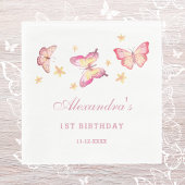 Pink Girl Butterfly 1. Geburtstag Party Serviette