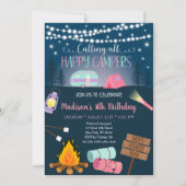 Pink Girl Camper Camping Geburtstag Einladung (Vorderseite)