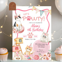 Pink Girl Cat Let's Pawty jedes Alter Geburtstag