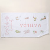 Pink Girl Champagner Cocktail Bachelorette Wochene Strandtuch (Vorderseite)