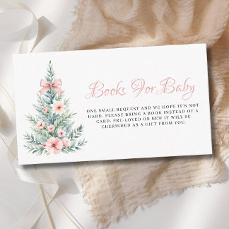 Pink Girl Christmas Tree Books for Baby Shower Begleitkarte