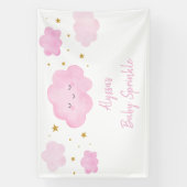 Pink Girl Cloud Stars Baby Sprinkle Banner (Vertikal)