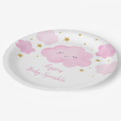 Pink Girl Cloud Stars Baby Sprinkle Pappteller (Schrägansicht)