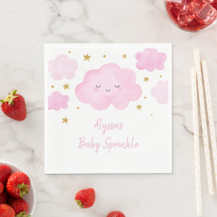 Pink Girl Cloud Stars Baby Sprinkle Serviette