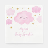 Pink Girl Cloud Stars Baby Sprinkle Serviette (Vorderseite)