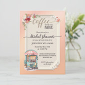 Pink Girl Coffee Brautparty Einladung (Stehend Vorderseite)