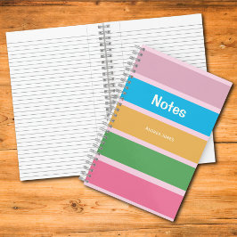 Pink Girl Colorful Mit Monogramm Full Name Notes Notizblock