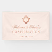Pink Girl Confirmation Rose Gold Wappen Kalligraph Banner (Horizontal)