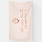 Pink Girl Confirmation Rose Gold Wappen Kalligraph Banner (Vertikal)