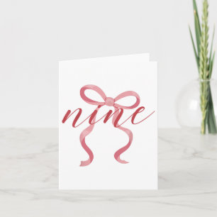 Pink Girl Coquette Bow 9 Jahre alt 9. Geburtstag P Karte