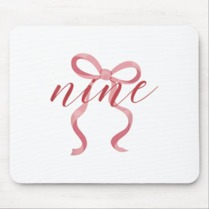 Pink Girl Coquette Bow 9 Jahre alt 9. Geburtstag P Mousepad