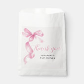 Pink Girl Coquette Bow Babydusche Danke Geschenktütchen (Vorderseite)