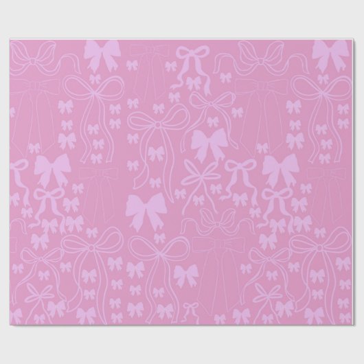 Pink Girl Coquette Pink Bow Baby oder Brautparty Geschenkpapier (Flach)