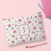 Pink Girl Cowgirl Coquette Muster Monogram Name Zubehörtasche