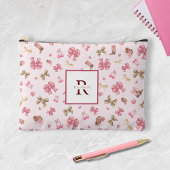 Pink Girl Cowgirl Coquette Muster Monogram Name Zubehörtasche