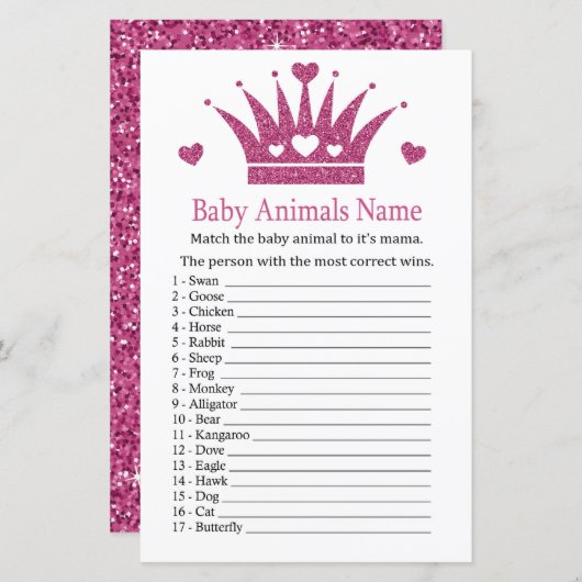 Pink Girl Crown Baby Animes Name Game (Vorne/Hinten)