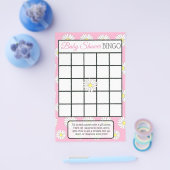 Pink girl Daisy Themed Baby Duschspiele Flyer (Einzeln)