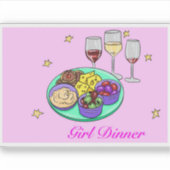 Pink Girl Dinner Vinyl Sticker (Vorderseite)
