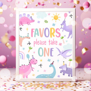 Pink Girl Dinosaur Geburtstagsparty Favoriten Poster
