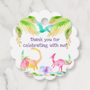 Pink Girl Dinosaur Gevor Tag Geschenkanhänger